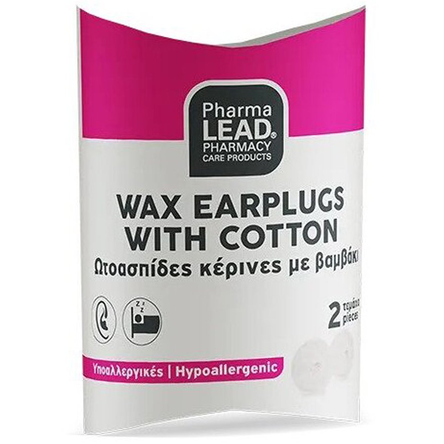 PharmaLead Pharmalead Wax Earplugs with Cotton Κέρινες Ωτοασπίδες με Βαμβάκι 2 Τεμάχια