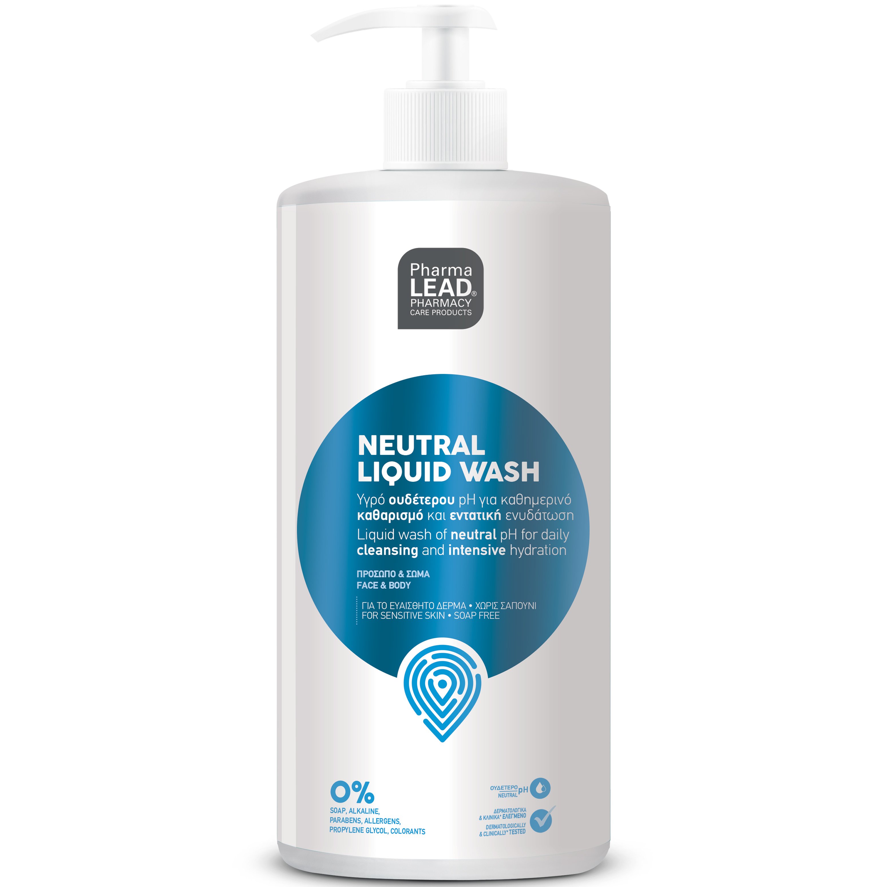 PharmaLead Neutral Liquid Wash Υγρό Ουδέτερου pH για Καθημερινό Καθαρισμό & Εντατική Ενυδάτωση για Πρόσωπο και Σώμα 1Lt