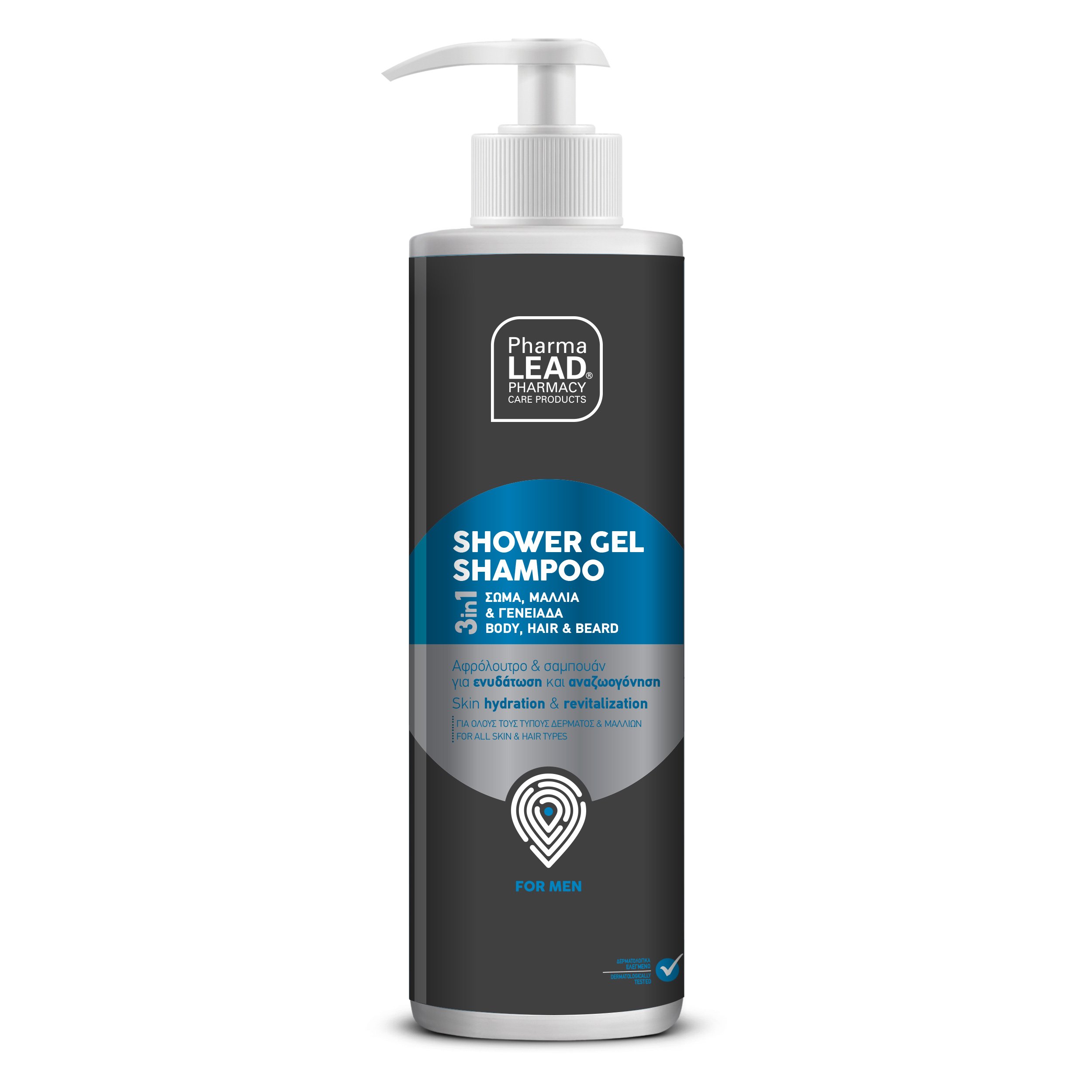 Pharmalead Men’s Shower Gel Shampoo 500ml Ανδρικό Αφρόλουτρο & Σαμπουάν 3 σε 1 για Ενυδάτωση & Αναζωογόνηση