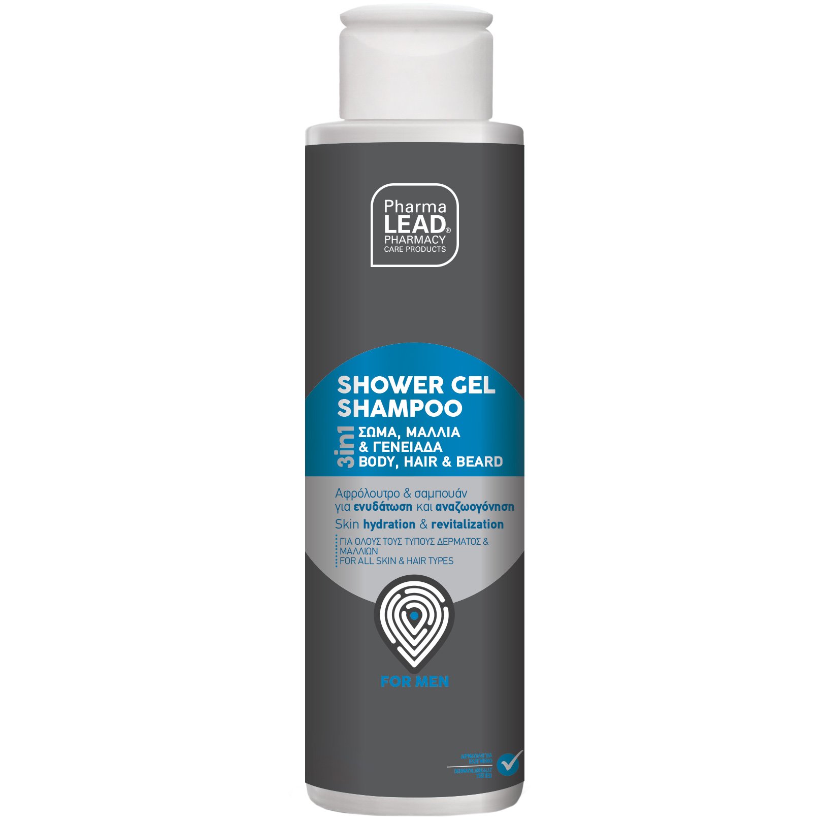 Pharmalead Men’s Shower Gel Shampoo Travel Size 100ml Ανδρικό Αφρόλουτρο & Σαμπουάν 3 σε 1 για Ενυδάτωση & Αναζωογόνηση