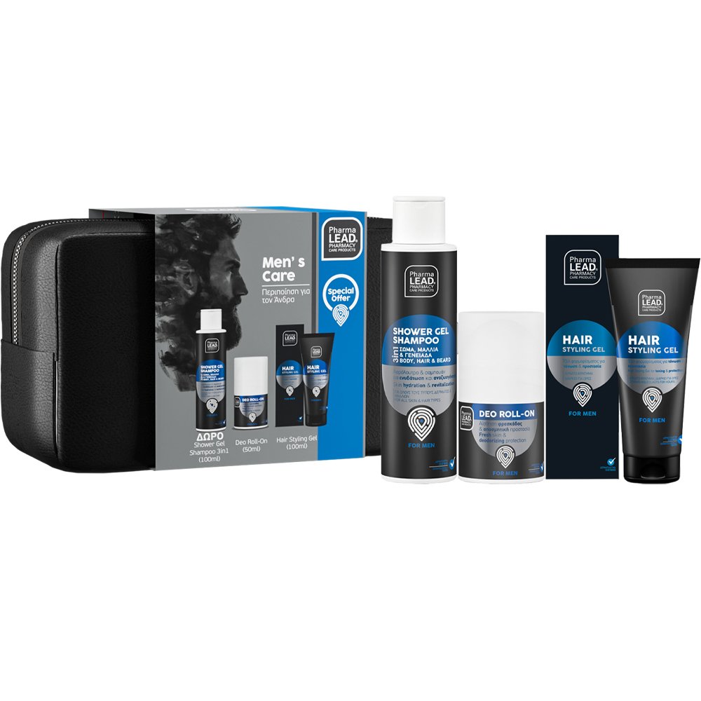 PharmaLead Pharmalead Men's Care Promo Hair Styling Gel 100ml & Deo Roll-On 50ml & Δώρο 3in1 Shower Gel Shampoo 100ml & Δώρο Νεσεσέρ 1 Τεμάχιο