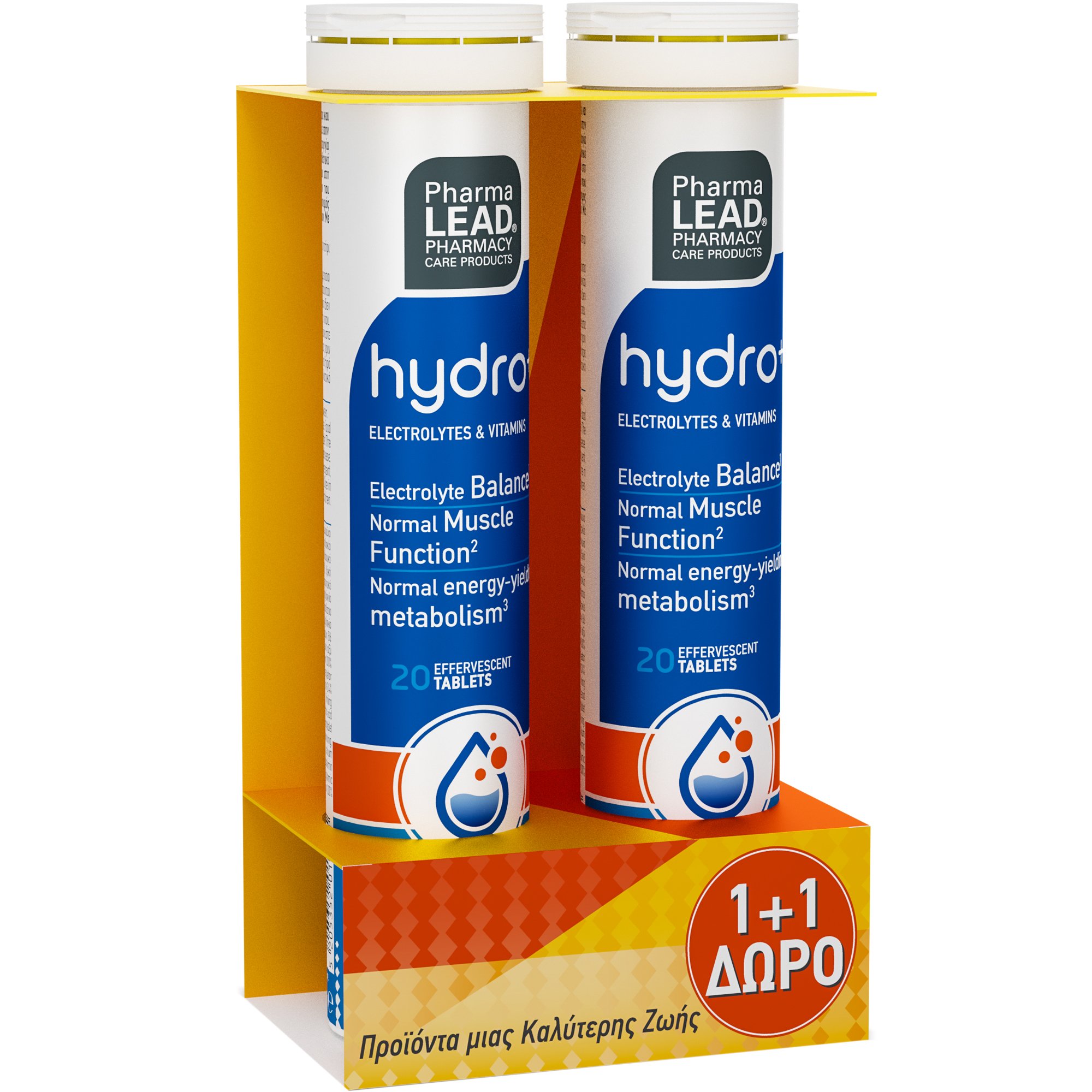 PharmaLead Pharmalead Promo Hydro+ Electrolytes & Vitamins Συμπλήρωμα Διατροφής Ηλεκτρολυτών & Βιταμινών για την Καλή Λειτουργία των Μυών και την Υποστήριξη του Μεταβολισμού για Παραγωγή Ενέργειας με Γεύση Λεμόνι 40 Effer.tabs (2x20 Effer.tabs)