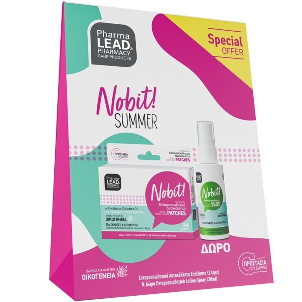 PharmaLead Pharmalead Promo Nobit Insect Repellent Patches 24 Τεμάχια & Δώρο Insect Repellent Lotion Spray 30ml