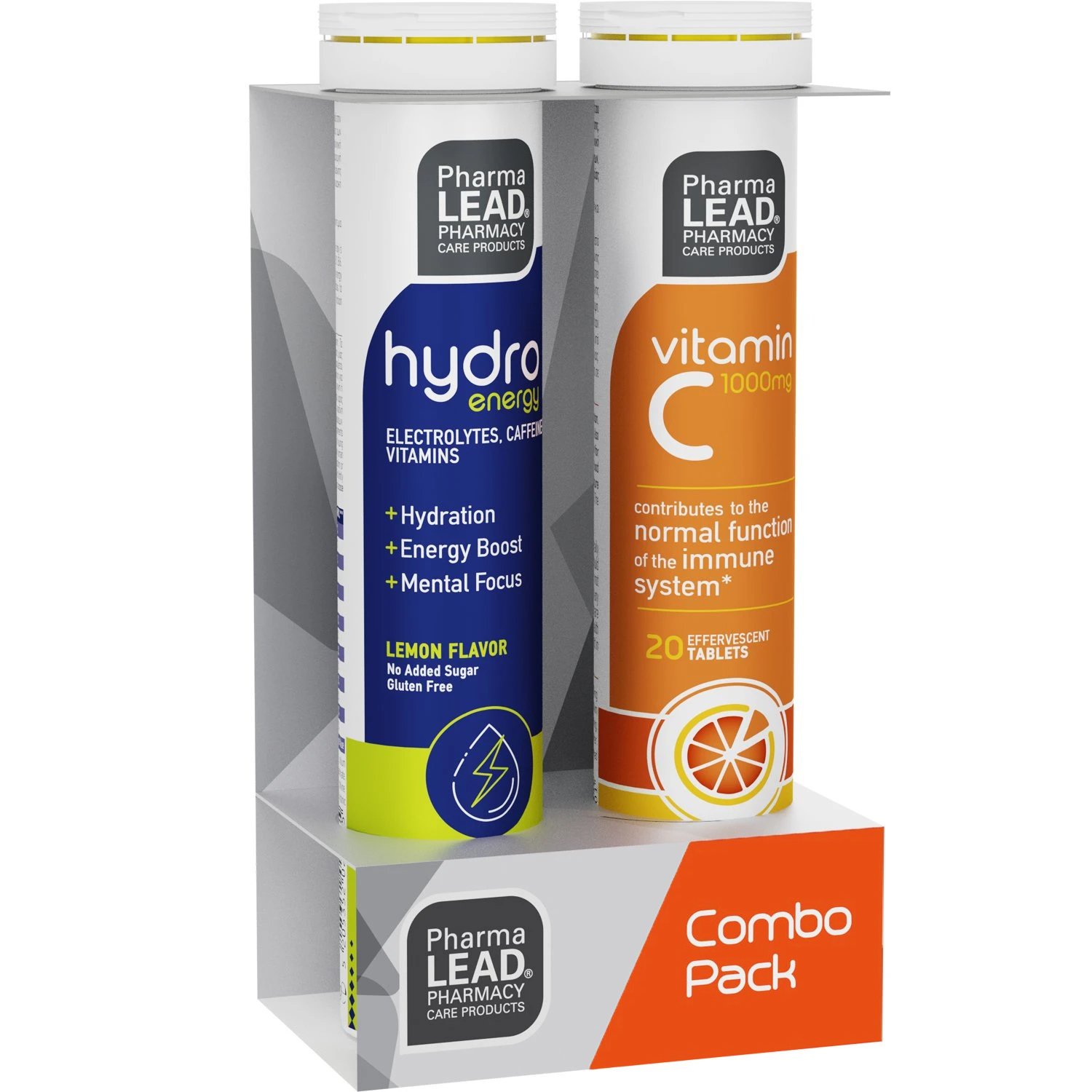 PharmaLead Pharmalead Promo Hydro Energy Electrolytes, Caffeine & Vitamins Lemon 20 Effer.tabs & Vitamin C 1000mg Orange 20 Effer.tabs