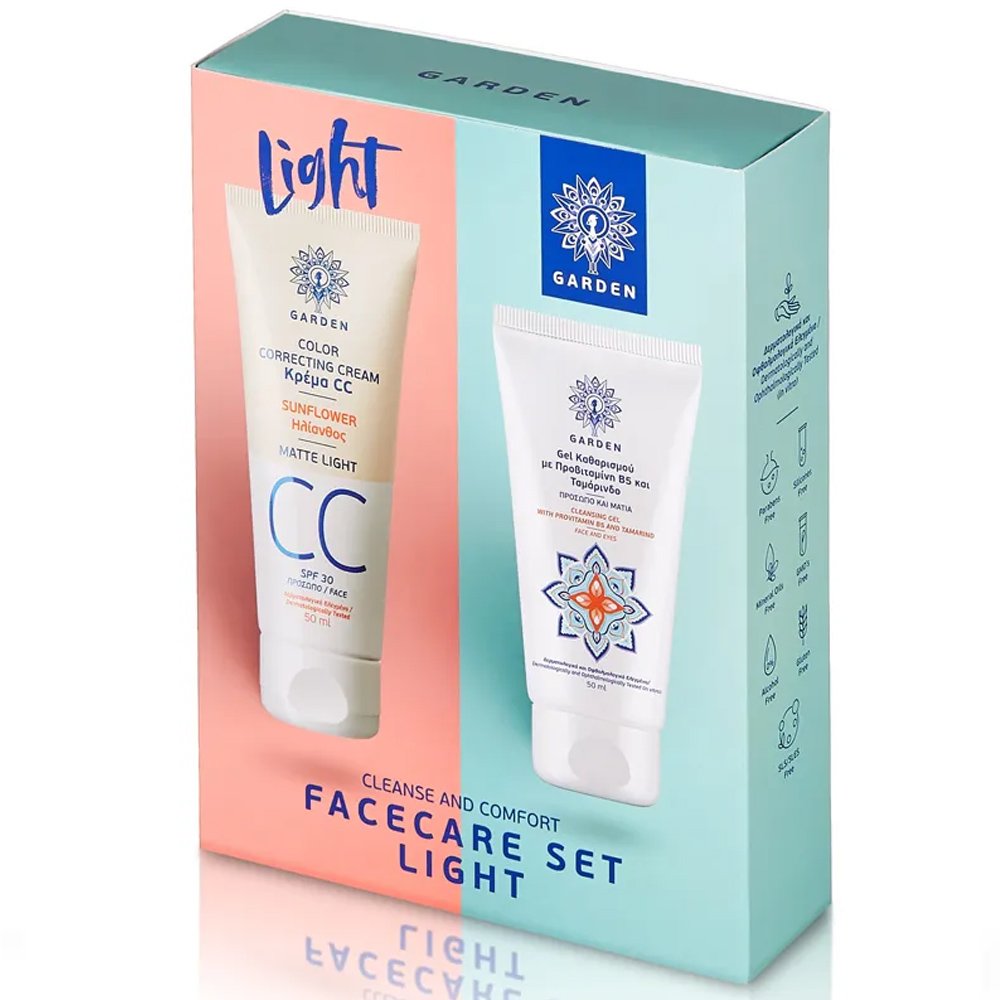 Garden Πακέτο Προσφοράς Cleanse & Comfort Set Color Correcting Sunflower CC Matte Face Cream Spf30 Light 50ml & Cleansing Gel Face & Eyes 50ml