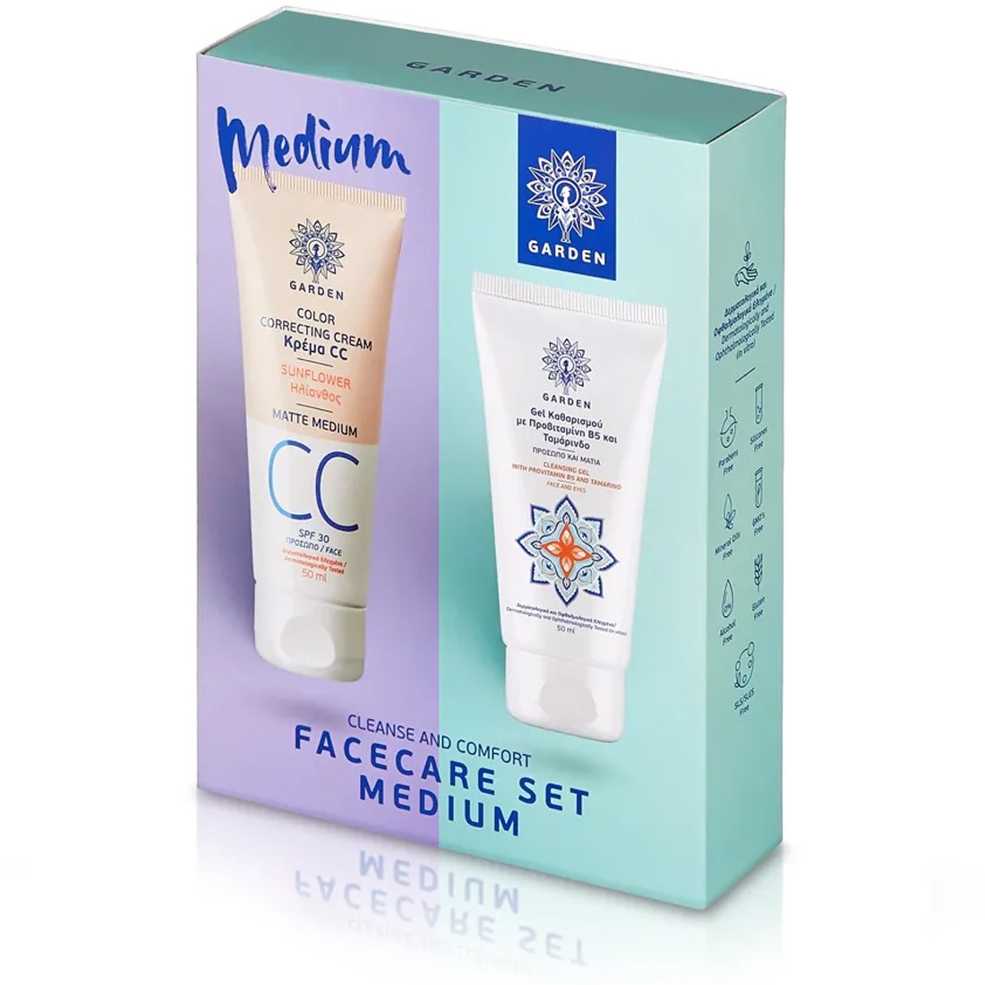 Garden Πακέτο Προσφοράς Cleanse & Comfort Set Color Correcting Sunflower CC Matte Face Cream Spf30 Medium 50ml & Cleansing Gel Face & Eyes 50ml