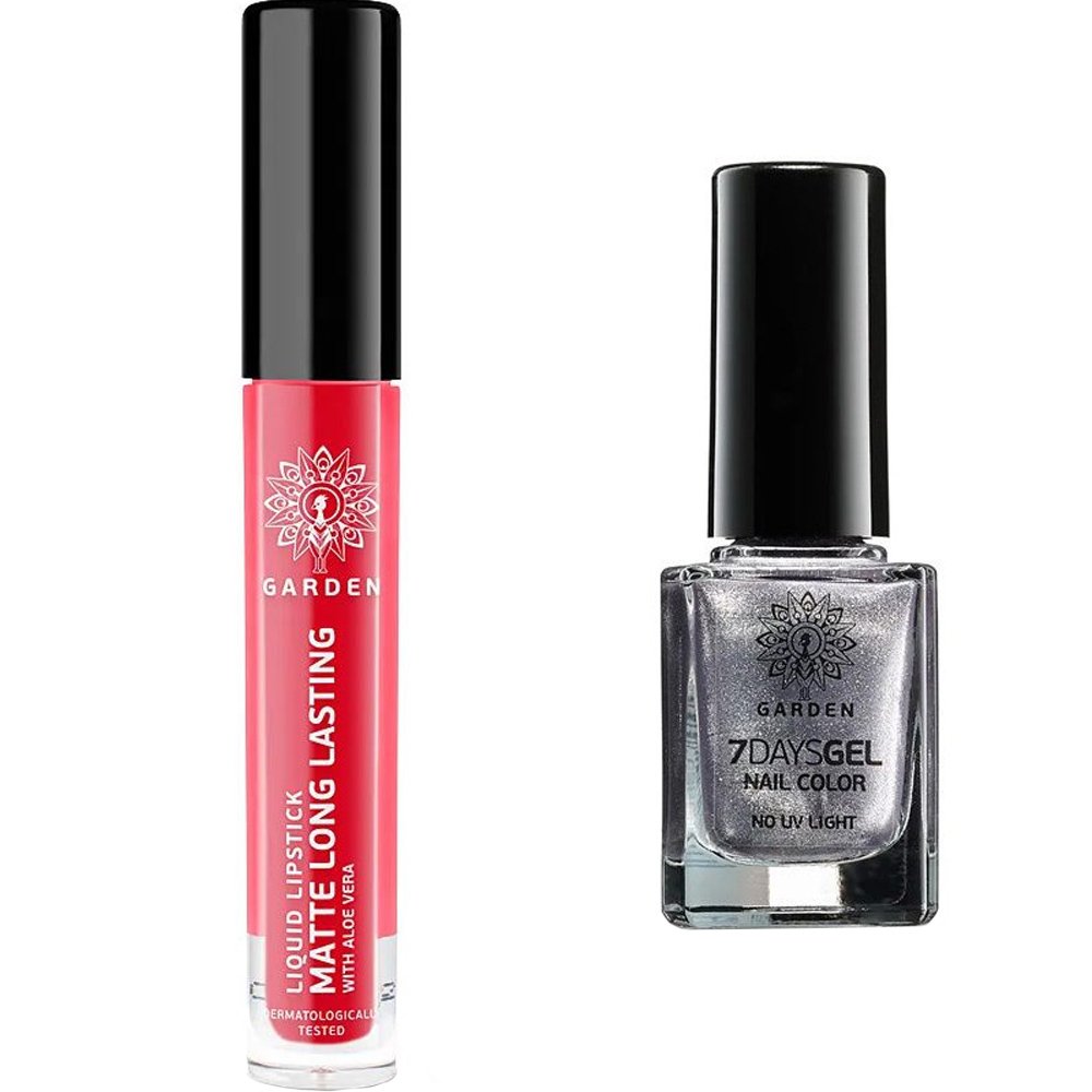 Garden Garden Promo Liquid Lipstick 05 Matte Long Lasting 4ml & 7 Days Gel Nail Color 02, 12ml