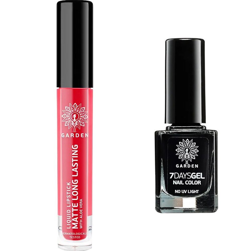 Garden Garden Promo Liquid Lipstick 05 Matte Long Lasting 4ml & 7 Days Gel Nail Color 03, 12ml