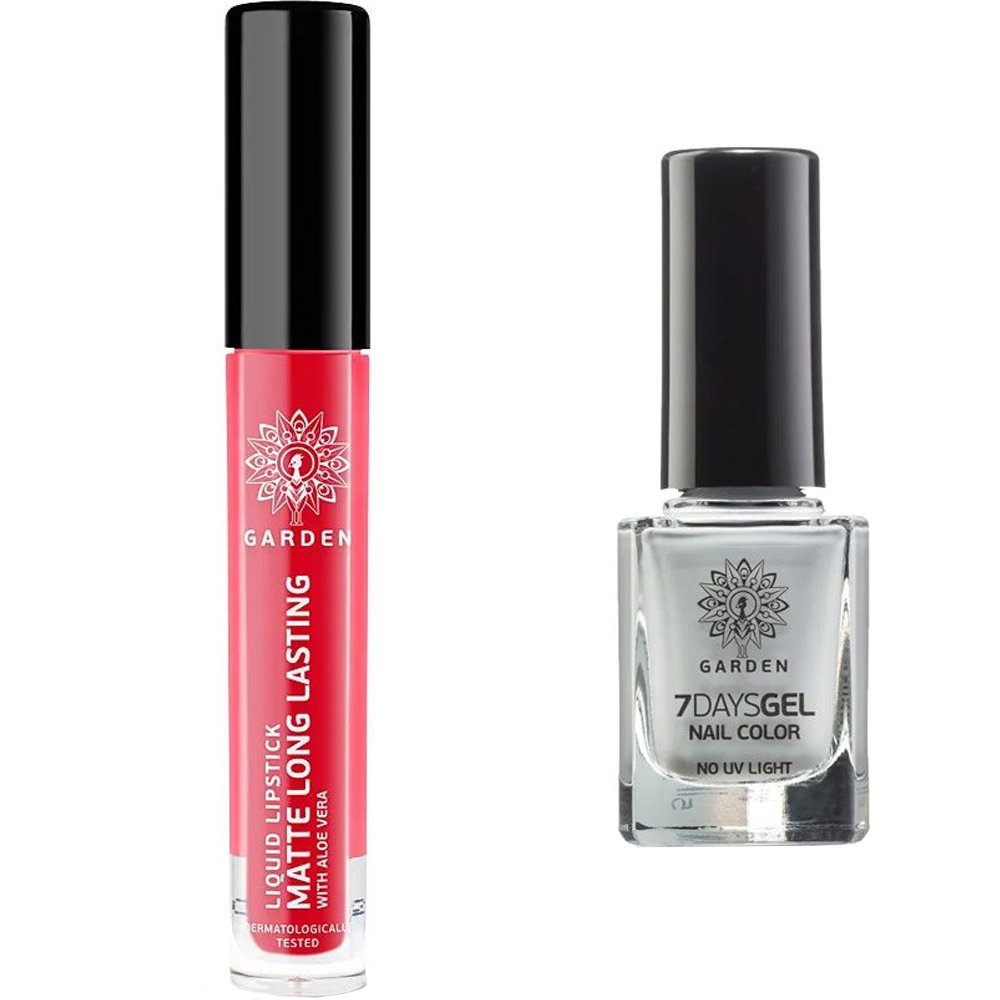 Garden Garden Promo Liquid Lipstick 05 Matte Long Lasting 4ml & 7 Days Gel Nail Color 48, 12ml