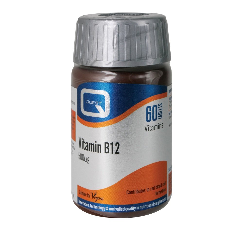 Quest Vitamin B12 500μg Συμπλήρωμα Διατροφής με Βιταμίνη Β12 για Υγιές Νευρικό Σύστημα 60tabs