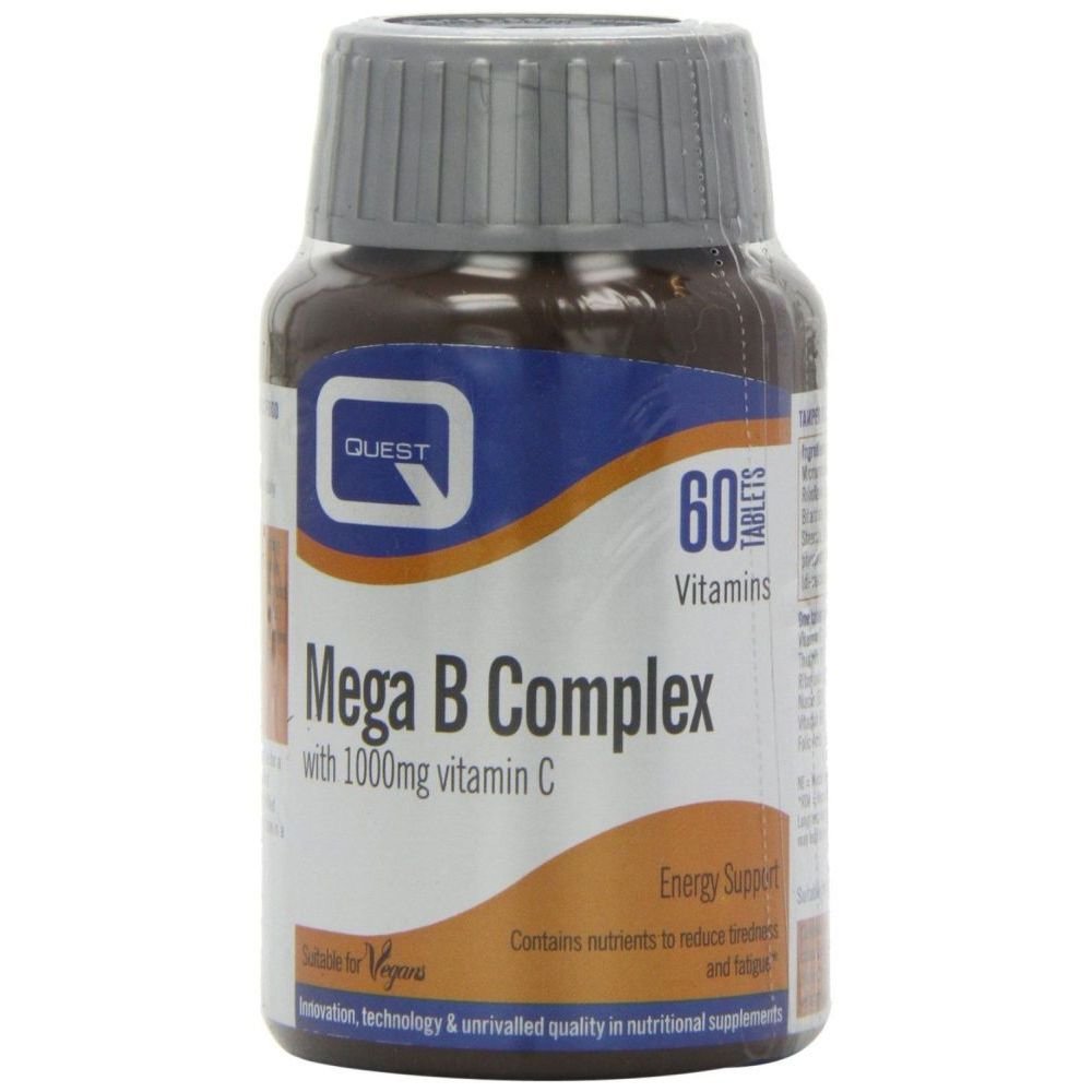 Quest Mega B Complex with 1000mg Vitamin C Συμπλήρωμα Διατροφής για Περιόδους Άγχους και Υψηλών Απαιτήσεων 60tabs
