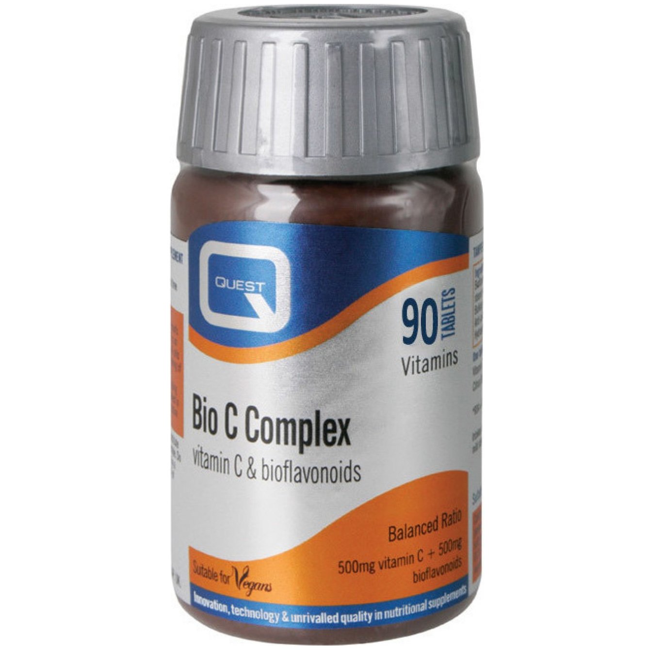Quest Bio C Complex Vitamin C Bioflavonoids 500mg Συμπλήρωμα Διατροφής που Συμβάλλει στην Παραγωγή Ενέργειας 90tabs