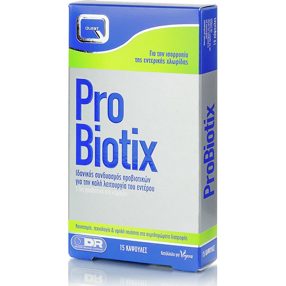 Quest ProBiotix Προβιοτικά που Βοηθούν στην Αποκατάσταση της Χλωρίδας του Εντέρου 15caps