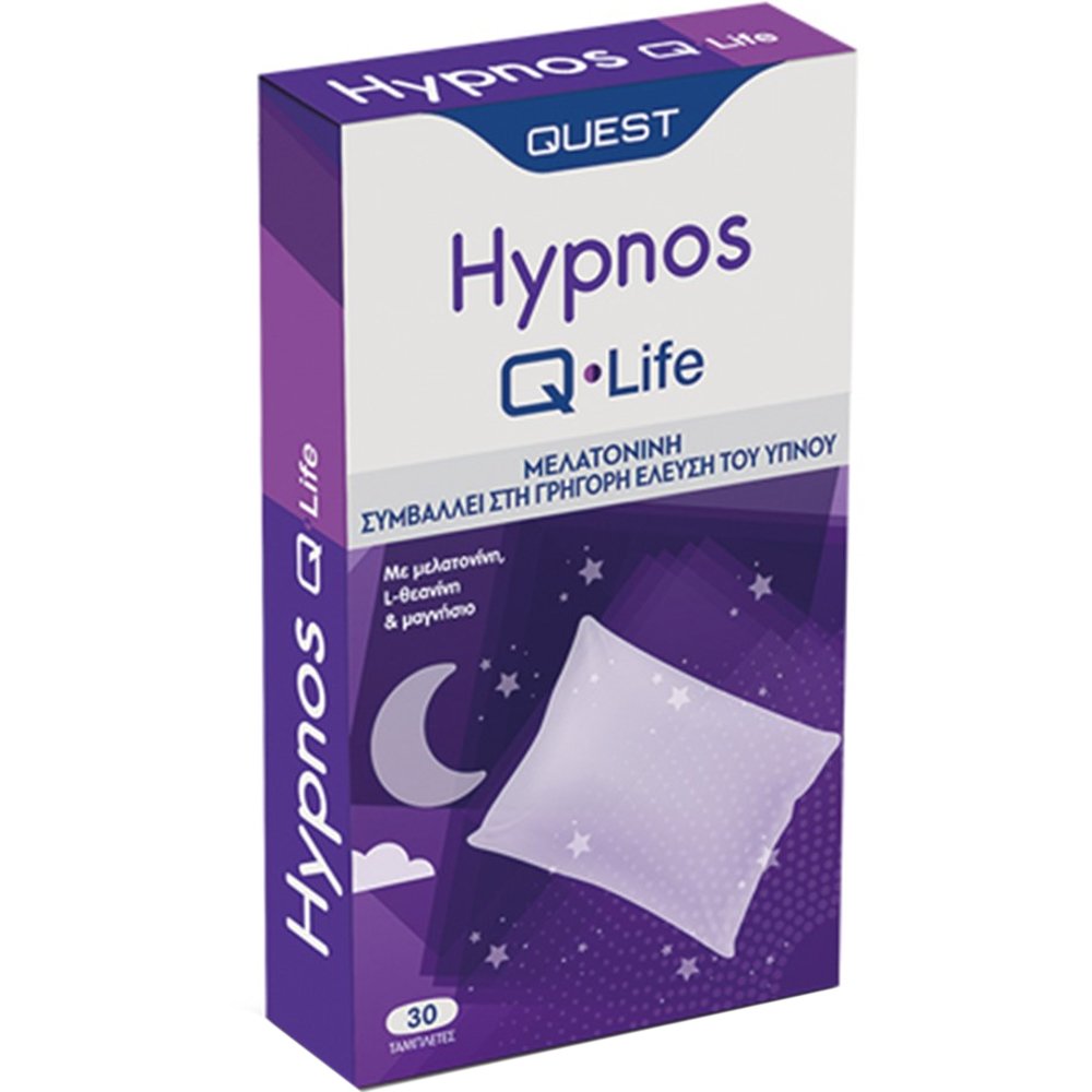 Quest Q-Life Hypnos Συμπλήρωμα Διατροφής με Μελατονίνη, Μαγνήσιο & L-Θειανίνη για Χαλάρωση, Γρηγορότερο & Ποιοτικότερο Ύπνο 30tabs