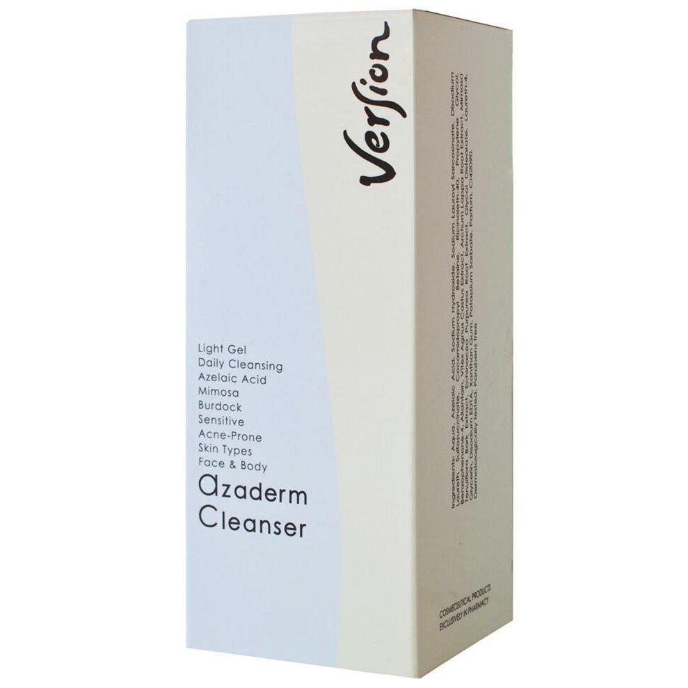 Version Azaderm Cleanser Daily Cleansing Light Gel Καθημερινού Καθαρισμού Προσώπου, Σώματος για Δέρμα Λιπαρό, Ταλαιπωρημένο ή με Τάση Φλεγμονώδους Ακμής 200ml