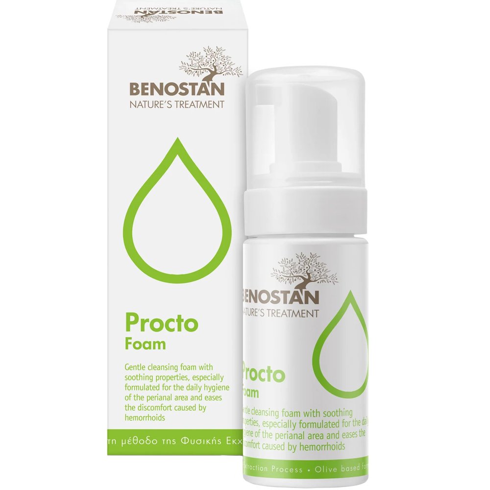 Total Health Solutions Benostan Procto Foam Celanser Αφρός Καθαρισμού της Αφρός Καθαρισμού της Περιπρωκτικής Περιοχής για την Αντιμετώπιση των Αιμορροΐδων 100ml