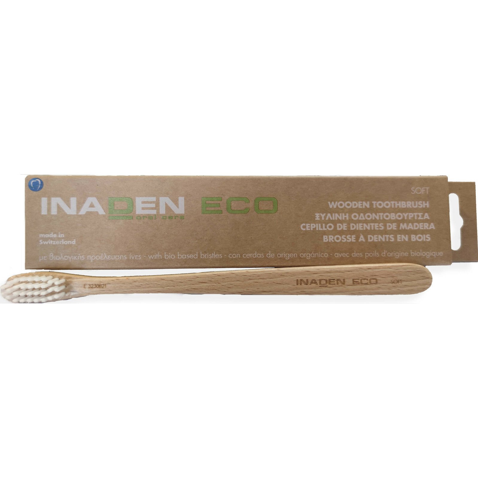Inaden Eco Wooden Toothbrush Soft Μαλακή Ξύλινη Οδοντόβουρτσα με Βιολογικής Προέλευσης Ίνες 1 Τεμάχιο
