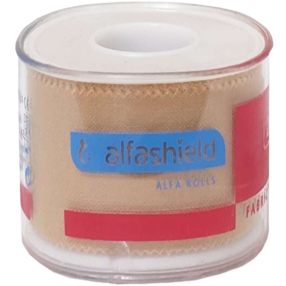 AlfaShield Alfa Plast Fabric Medical Tape Rolls Αυτοκόλλητη, Υφασμάτινη Ταινία Ισχυρής Στερέωσης Επιθεμάτων & Επιδέσμων Μπεζ 1 Τεμάχιο – 5m x 5cm