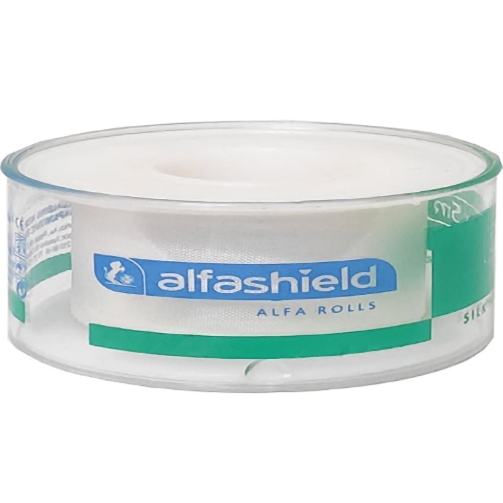 AlfaShield Alfa Silk Medical Tape Rolls Αδιάβροχη, Αυτοκόλλητη Ταινία Στερέωσης Επιθεμάτων & Επιδέσμων, από Μετάξι Λευκό 1 Τεμάχιο – 5m x 1.25cm