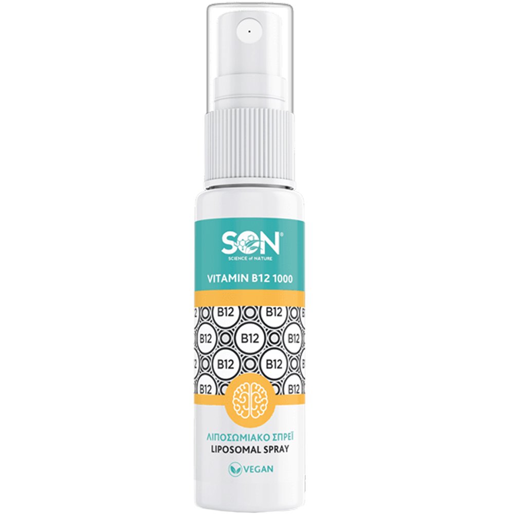 Son Son Vitamin B12 1000 Liposomal Spray Συμπλήρωμα Διατροφής Βιταμίνης Β12 Λιποσωμικής Μορφής για την Καλή Λειτουργία του Νευρικού Συστήματος & Ενίσχυση της Ψυχολογικής Λειτουργίας σε Μορφή Spray με Γεύση Φράουλα Μπανάνα 30ml