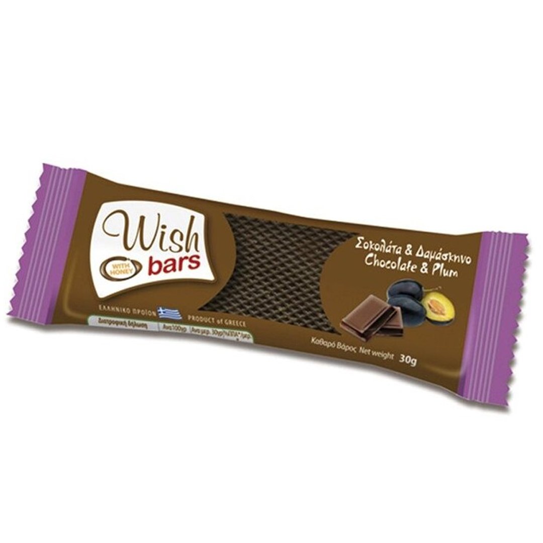 Wish Bars Chocolate & Plum Μπάρα Υγιεινής Διατροφής Χωρίς Ζάχαρη με Σοκολάτα & Δαμάσκηνο 30g