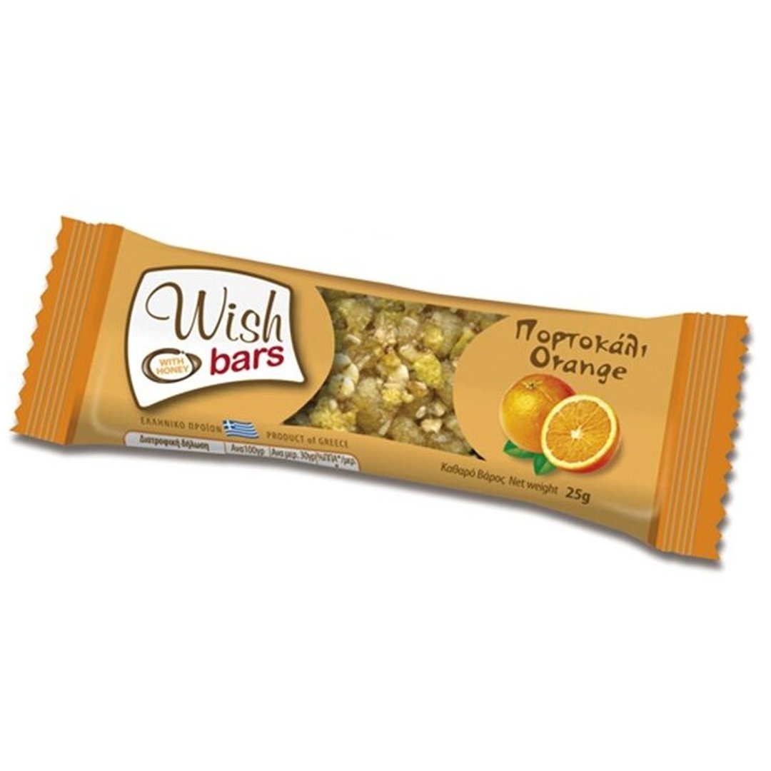 Wish Bars Cereals & Orange Μπάρα Υγιεινής Διατροφής Χωρίς Ζάχαρη με Δημητριακά & Πορτοκάλι 25g