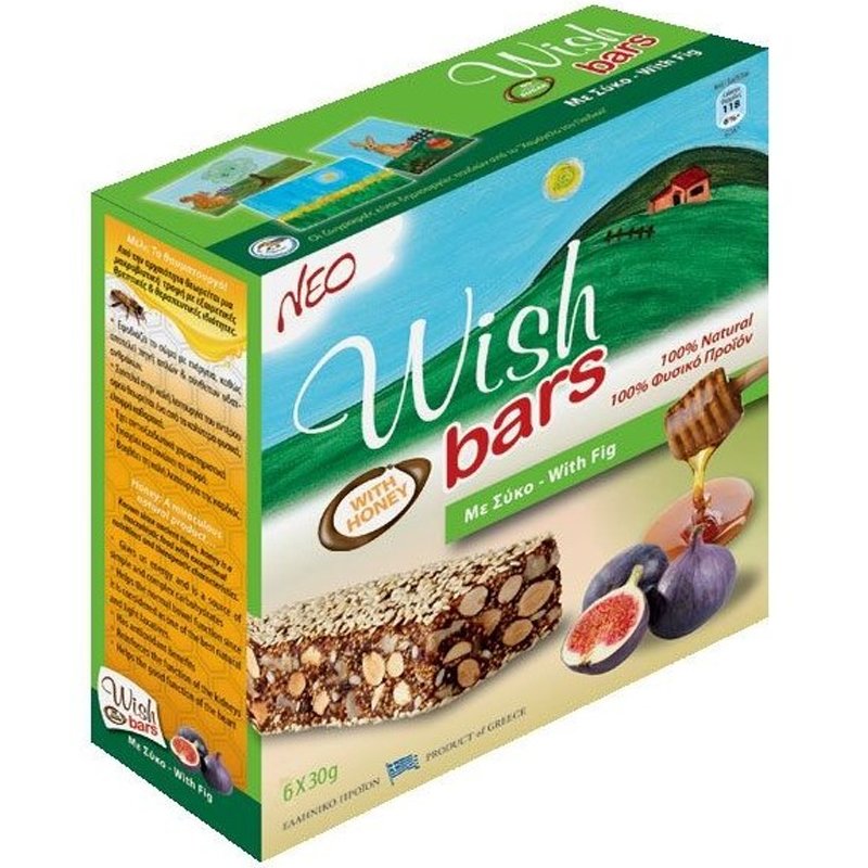 Wish Bars With Honey & Fig Μπάρα Αποξηραμένου Φρούτου & Ξηρών Καρπών με Μέλι & Σύκο 6x30g – Σύκο