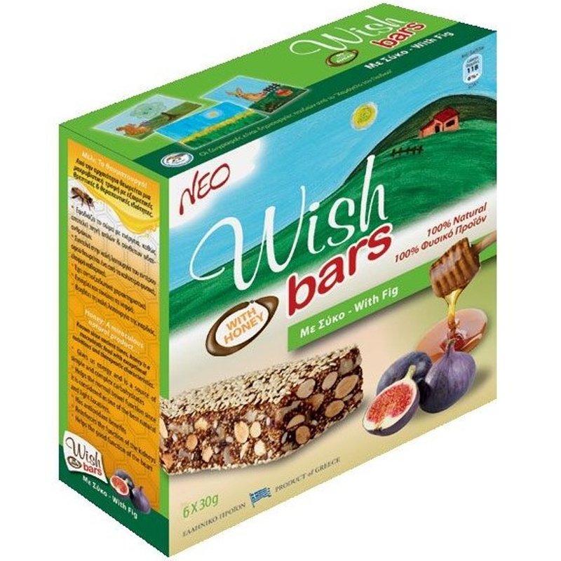 Wish Wish Bars With Honey & Fig Μπάρα Αποξηραμένου Φρούτου & Ξηρών Καρπών με Μέλι & Σύκο 6x30g - Σύκο