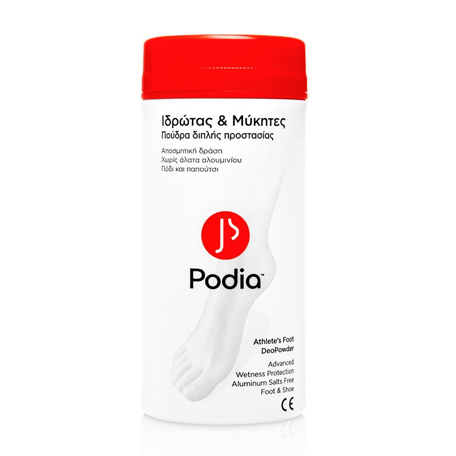 Podia Athlete’s Foot DeoPowder Πούδρα Διπλής Προστασίας από τον Ιδρώτα & τους Μύκητες των Ποδιών 100g