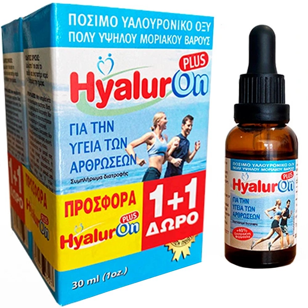 Abc Kinitron Πακέτο Προσφοράς Hyaluron Plus 30ml Συμπλήρωμα Διατροφής Πόσιμου Υαλουρονικού Οξέος για την Υγεία των Αρθρώσεων 2x30ml (1+1 Δώρο)