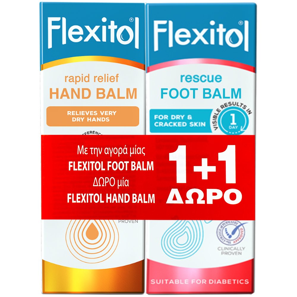 Flexitol Πακέτο Προσφοράς Rescue Foot Balm 56gr & Δώρο Rapid Relief Hand Balm 56gr