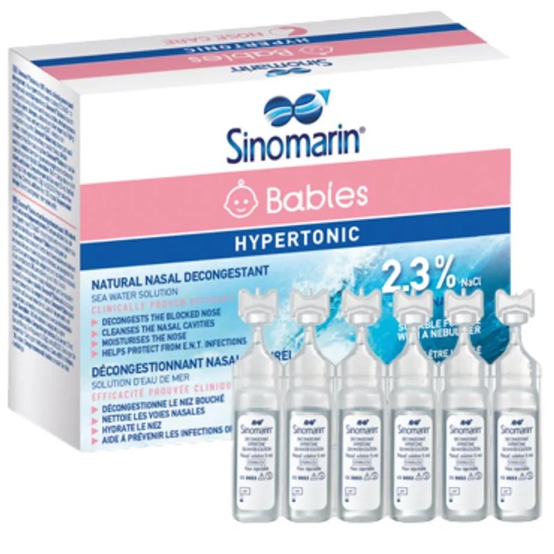 Sinomarin Sinomarin Babies Hypertonic Nose Care Φυσικό Ρινικό Αποσυμφορητικό Διάλυμα Θαλασσινού Νερού Κατάλληλο για Βρέφη & Μωρά 18 Single-Use Vials x 5ml