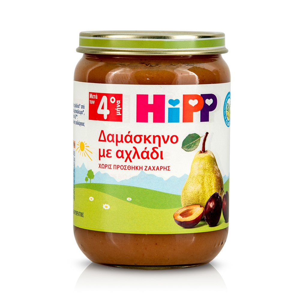HIPP Φρουτόκρεμα με Δαμάσκηνο & Αχλάδι μετά τον 4ο μήνα 190gr, -20%