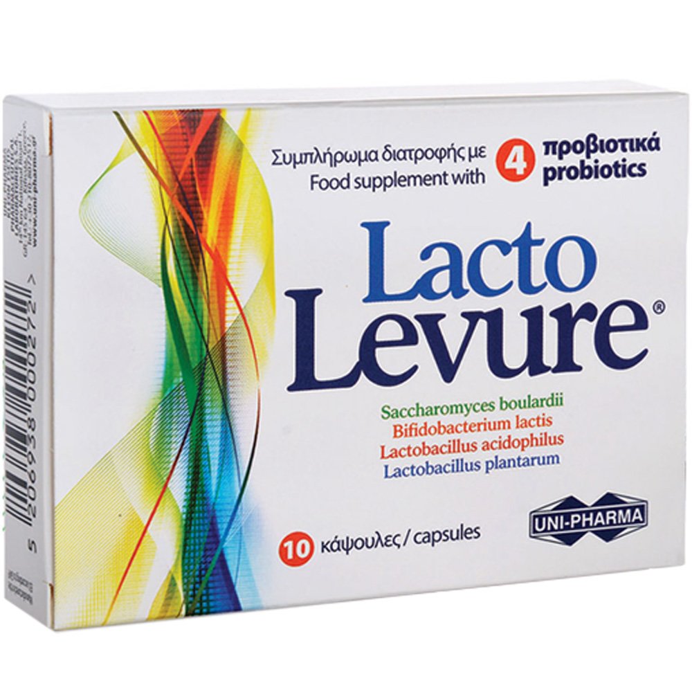 Uni-Pharma Lacto Levure 4 Probiotics Συμπλήρωμα Διατροφής με 4 Προβιοτικά για την Καλή Λειτουργία του Γαστρεντερικού Συστήματος 10caps