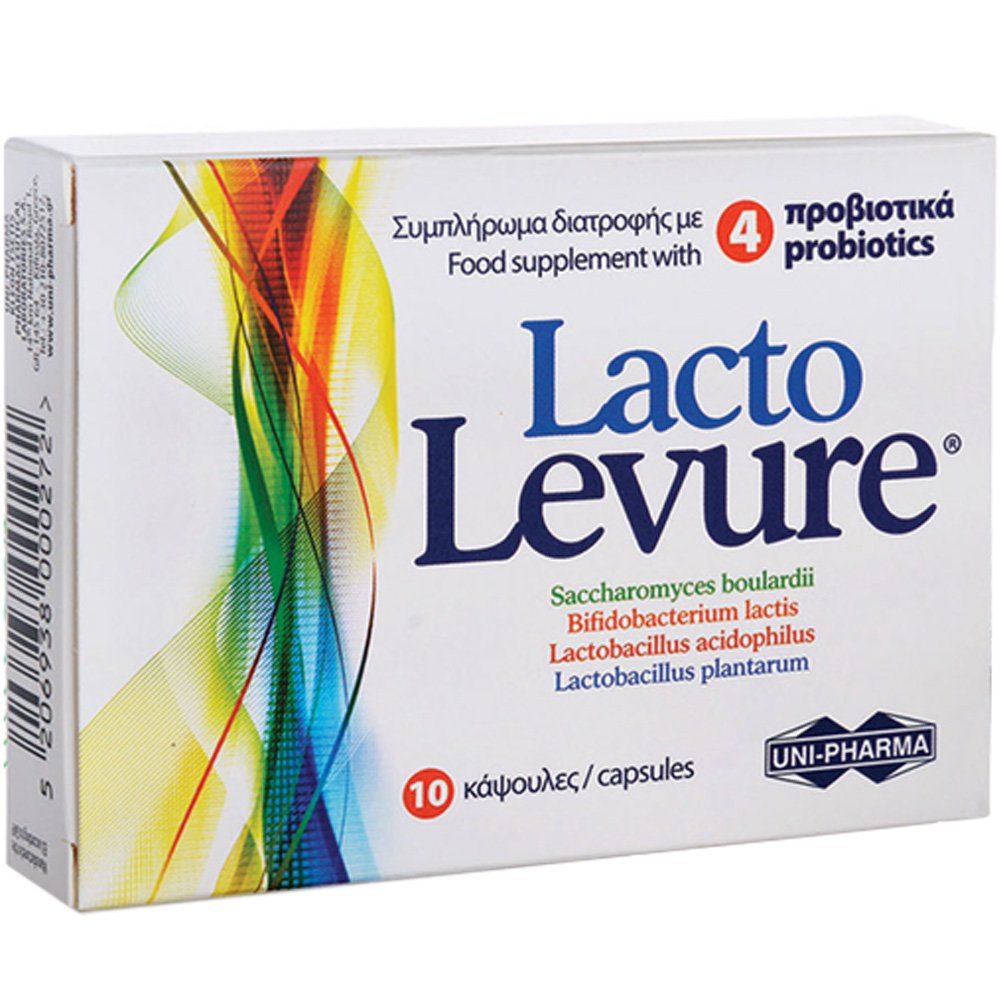 Uni-Pharma Uni-Pharma Lacto Levure 4 Probiotics Συμπλήρωμα Διατροφής με 4 Προβιοτικά για την Καλή Λειτουργία του Γαστρεντερικού Συστήματος 10caps