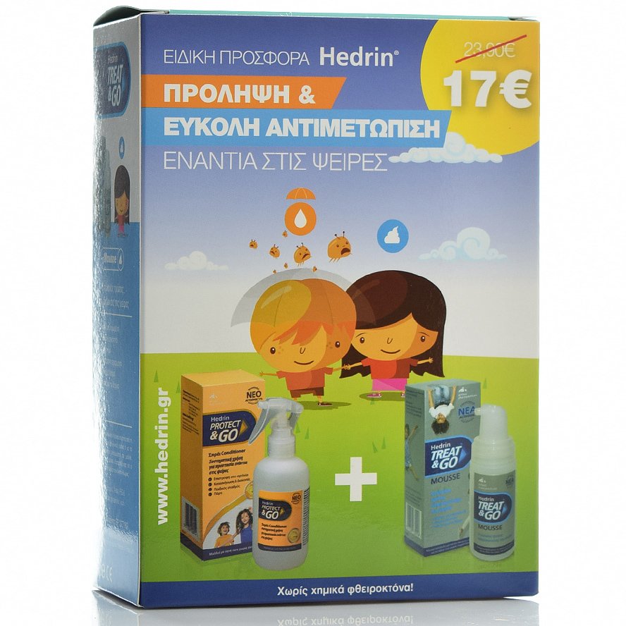 Hedrin Pack Protect and Go Spray & Treat & Go Mousse Πακέτο Πρόληψης & Εύκολης Αντιμετώπισης Ενάντια στις Ψείρες 200 + 100ml