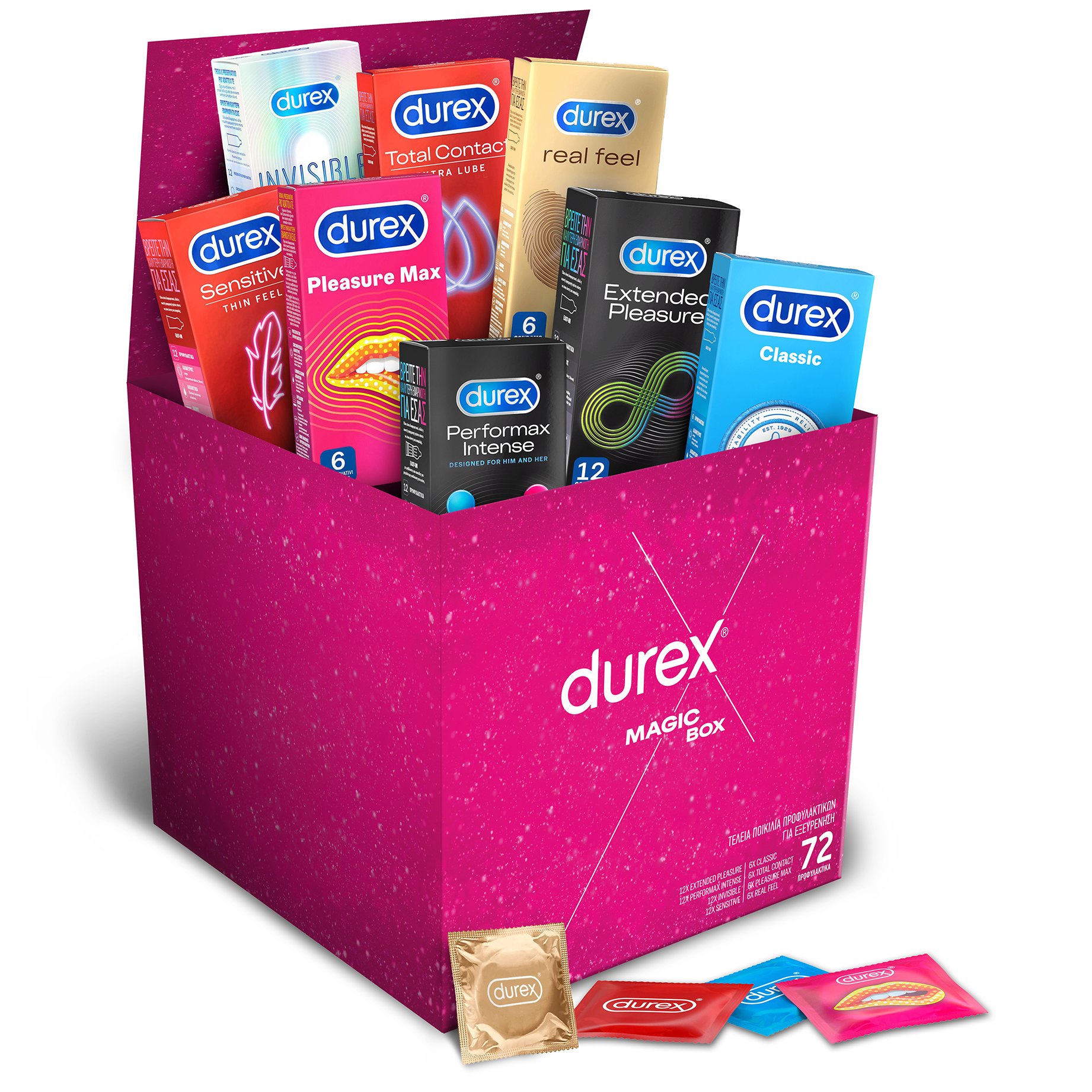 Durex Magic Box Πακέτο Ποικιλίας Προφυλακτικών 72 Τεμάχια