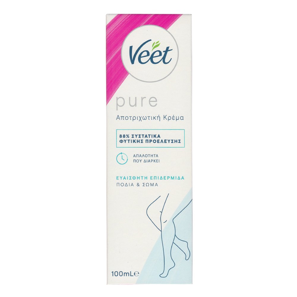 Veet Veet Pure Inspirations Hair Removal Cream Αποτριχωτική Κρέμα για Πόδια & Σώμα με Άρωμα Βατόμουρου & Βιολέτας για Ευαίσθητες Επιδερμίδες 100ml