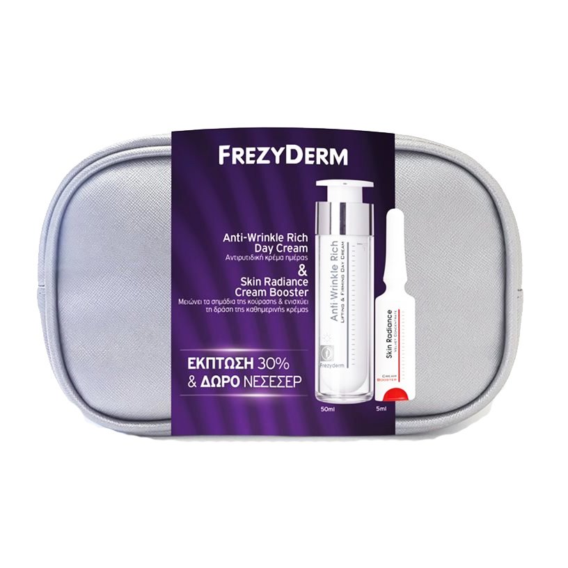 Frezyderm Πακέτο Προσφοράς Anti-Wrinkle Rich Day Cream 45+ 50ml, Skin Radiance Cream Booster 5ml & Δώρο Νεσεσέρ