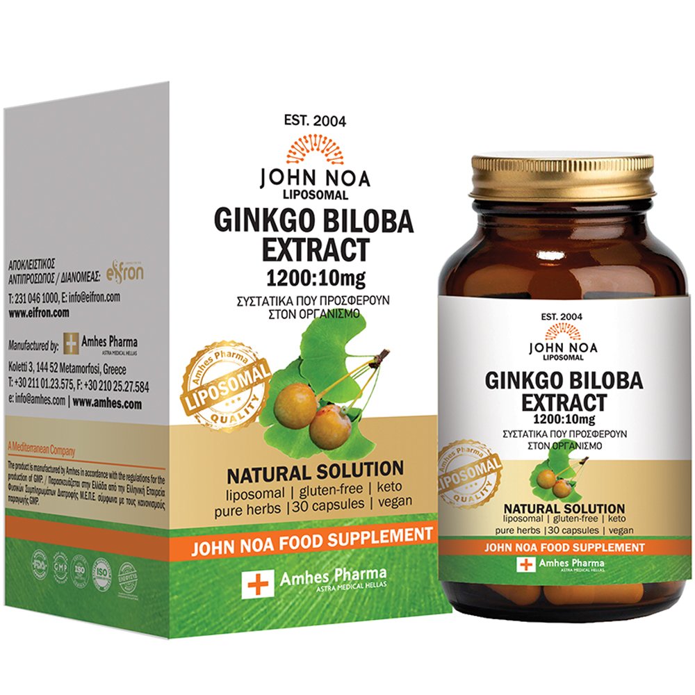 John Noa John Noa Liposomal Ginkgo Biloba Extract 120mg Συμπλήρωμα Διατροφής Εκχυλίσματος του Βοτάνου Ginkgo Biloba Λιποσωμικής Μορφής για Ενίσχυση της Μνήμης & Βελτίωση της Κυκλοφοράς του Αίματος 30caps