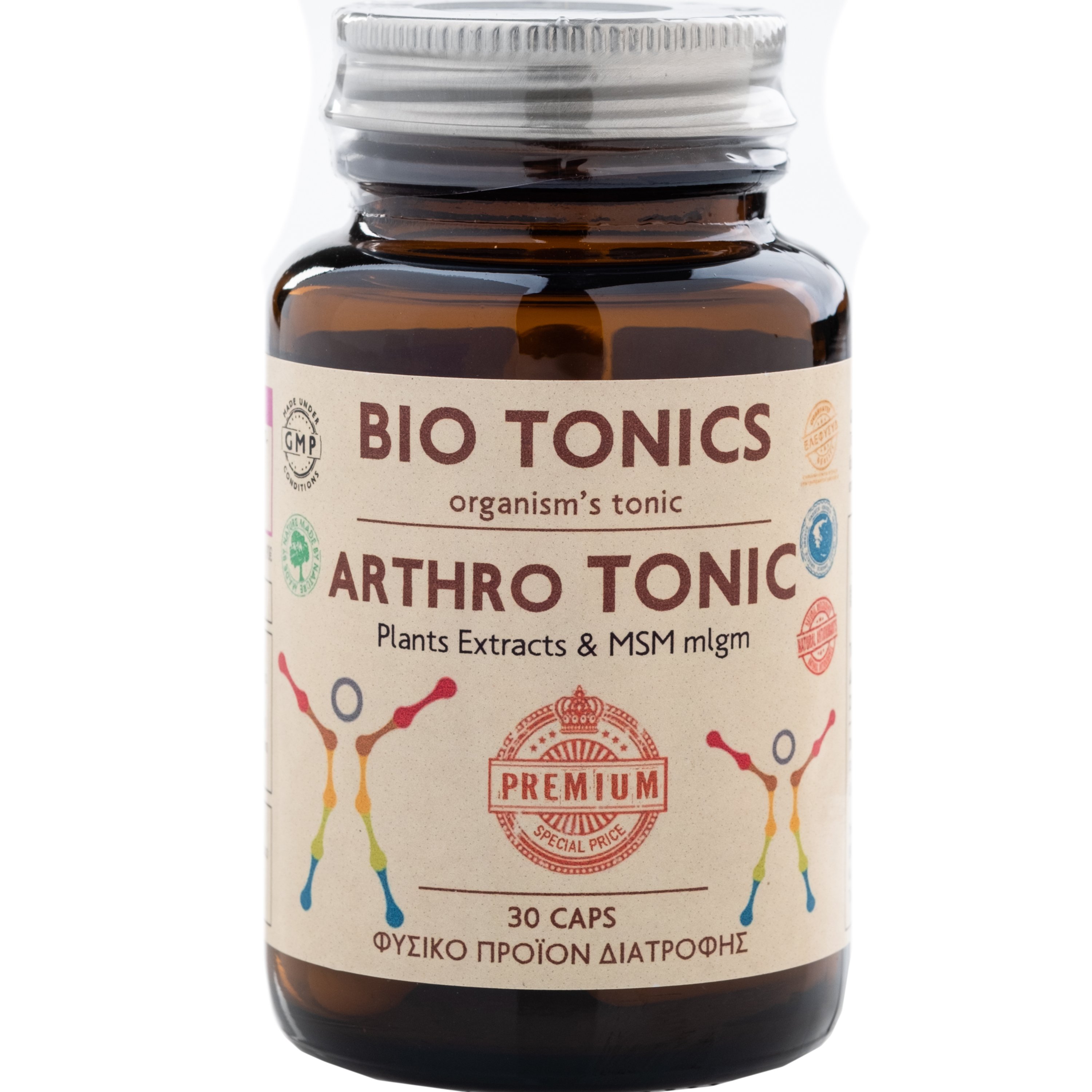 Bio Tonics Bio Tonics Arthro Tonic Συμπλήρωμα Διατροφής Εκχυλίσματος Βοτάνου Boswellia, Γλουκοζαμίνης & MSM για τη Φυσιολογική Λειτουργία των Χόνδρων & την Υγεία των Αρθρώσεων 30veg.caps