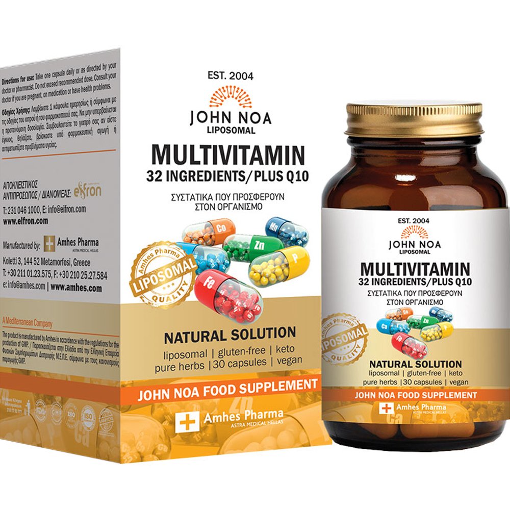 John Noa Liposomal Multivitamin Plus Q10 Συμπλήρωμα Διατροφής Βιταμινών, Μετάλλων & Συνενζύμου Q10 Λιποσωμικής Μορφής για Ενίσχυση Ανοσοποιητικού, Ενέργεια & Τόνωση με Αντιοξειδωτική Προστασία 30caps