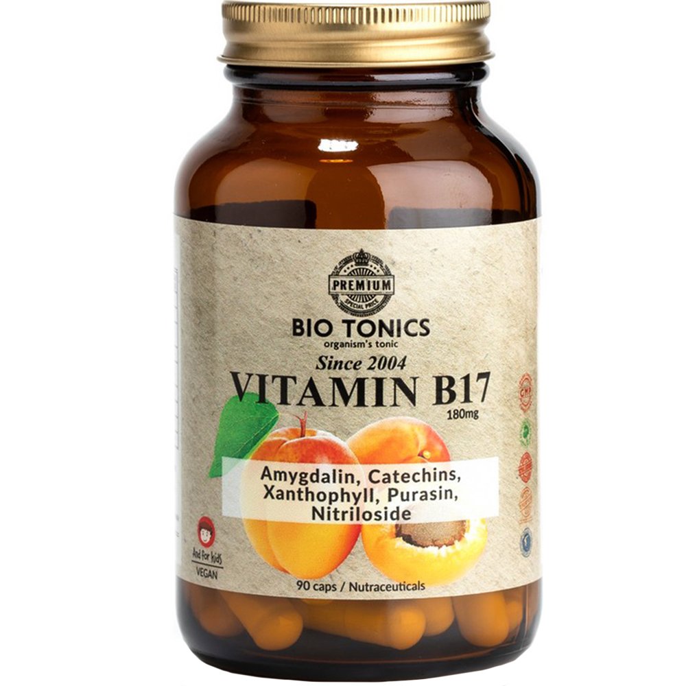 Bio Tonics Vitamin B17 180mg Συμπλήρωμα Διατροφής Εκχυλίσματος Βερίκοκου Πλούσιο σε Αμυγδαλίνη (Βιταμίνη Β17) με Πολύ Ισχυρές Αντιοξειδωτικές Ιδιότητες Κατά των Ελευθέρων Ριζών 90caps
