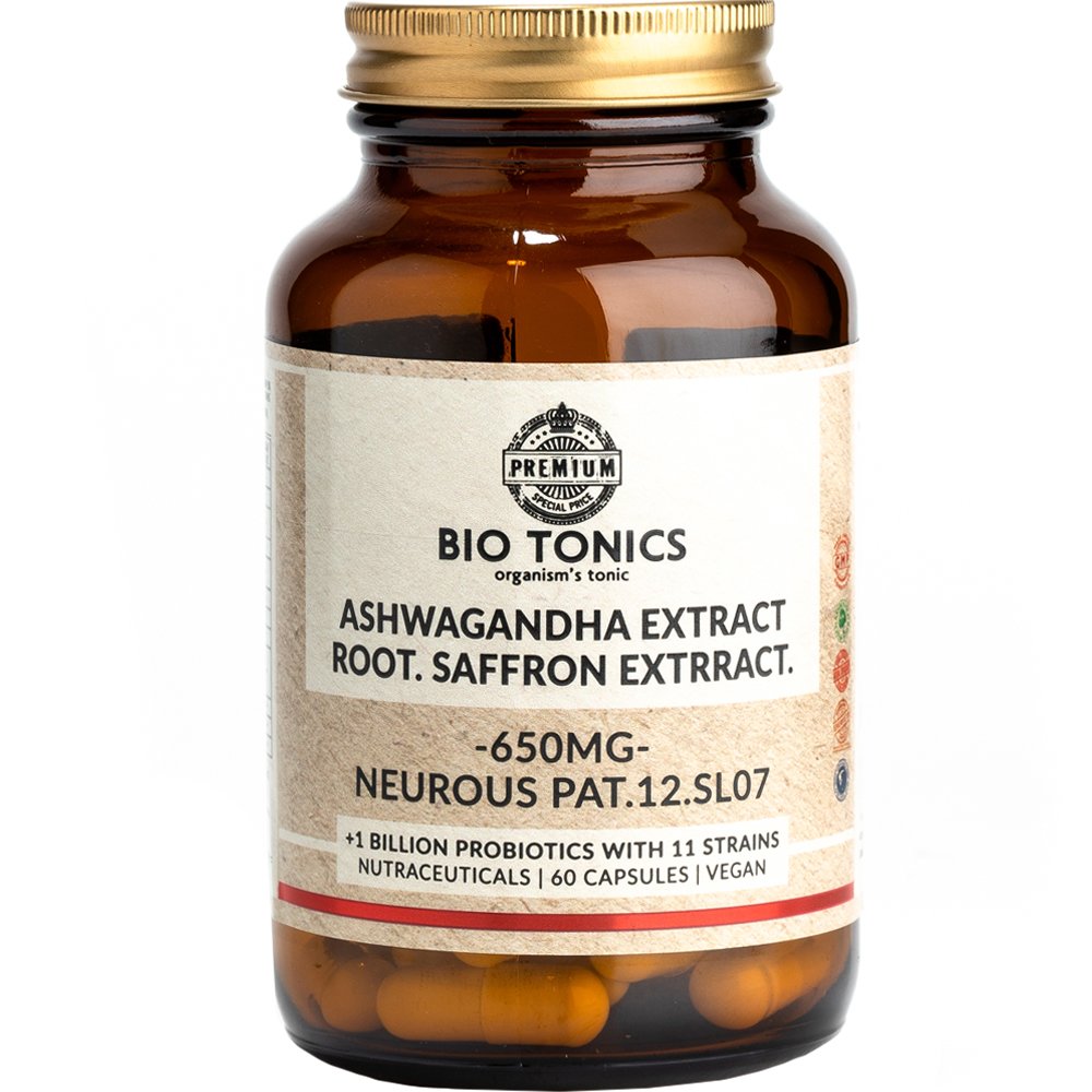 Bio Tonics Bio Tonics Ashwagandha & Root Saffron Extract Συμπλήρωμα Διατροφής Εκχυλίσματος των Βοτάνων Ασβαγκάντας, Κρόκου & Ροδιόλας για Καλύτερη Διαχείριση του Άγχους & Ενίσχυση της Διάθεσης με Φυσικό Τρόπο 60caps