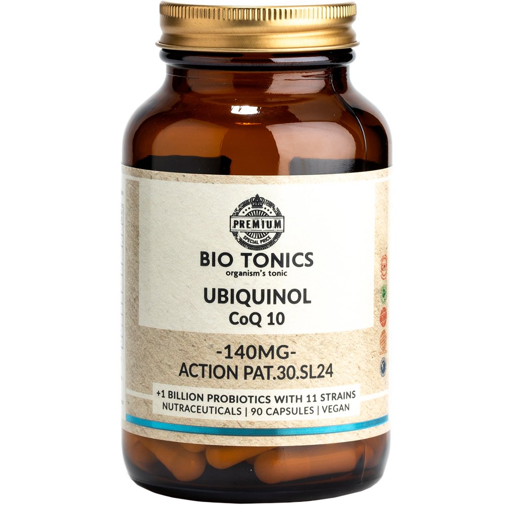 Bio Tonics Bio Tonics Ubiquinol CoQ 10, 140mg & Probiotics Συμπλήρωμα Διατροφής με Συνένζυμο Q10 ως Ουμπικινόλη & Προβιοτικά για Ενέργεια, Τόνωση του Οργανισμού σε Κυτταρικό Επίπεδο με Ισχυρή Αντιοξειδωτική Δράση 90caps