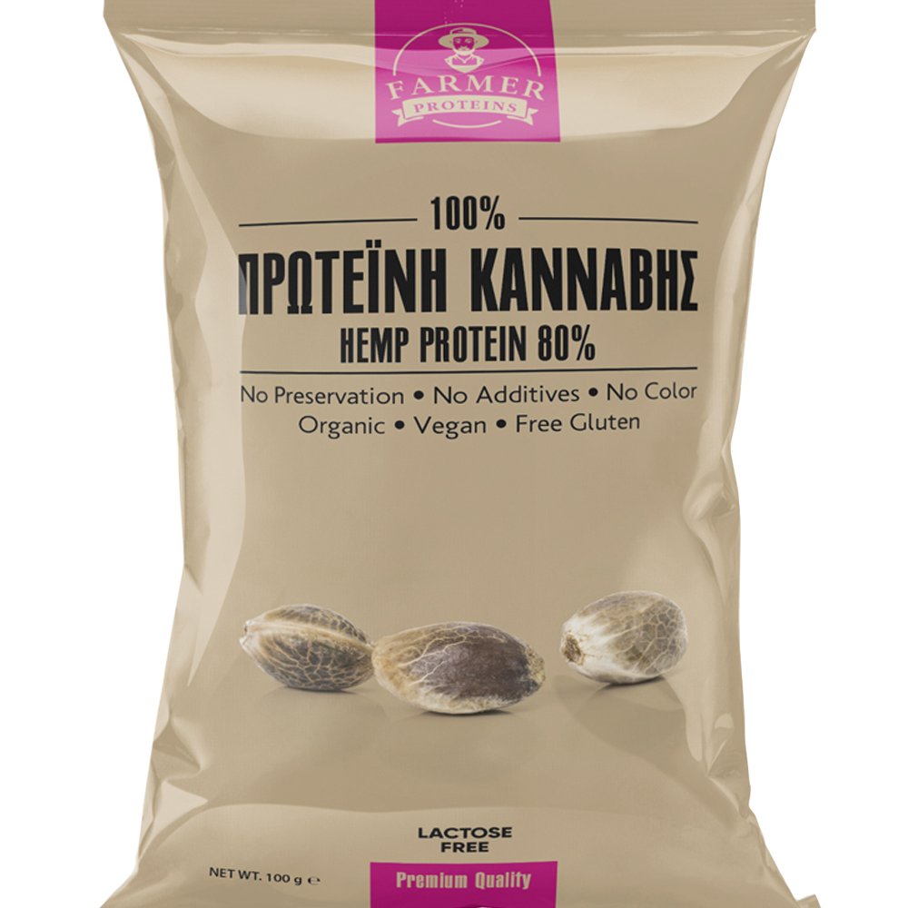 Farmer Proteins Farmer Proteins Hemp Protein Isolate 80% Συμπλήρωμα Διατροφής Πρωτεΐνης από Σπόρους Κάνναβης Υψηλής Ποιότητας & Βιοδιαθεσιμότητας για Ενίσχυση, Ενέργεια, & Γράμμωση με Οργανικής Προέλευσης Βιταμίνες, Μέταλλα & Αντιοξειδωτικά 100g
