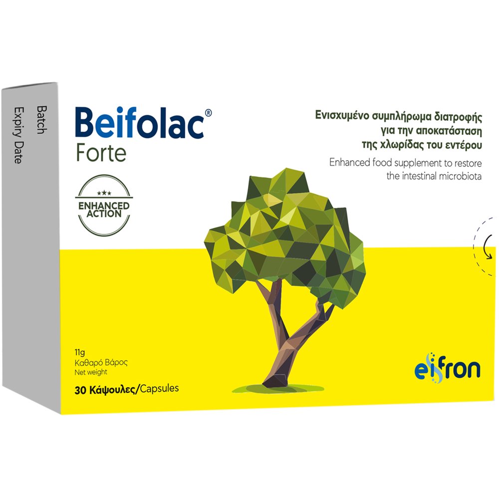 Eifron Beifolac Forte Συμπλήρωμα Διατροφής Προβιοτικών Υψηλής Ισχύος για την Καλή Λειτουργία του Πεπτικού Συστήματος & Αποκατάσταση της Ισορροπία του Μικροβιώματος του Εντέρου 30caps