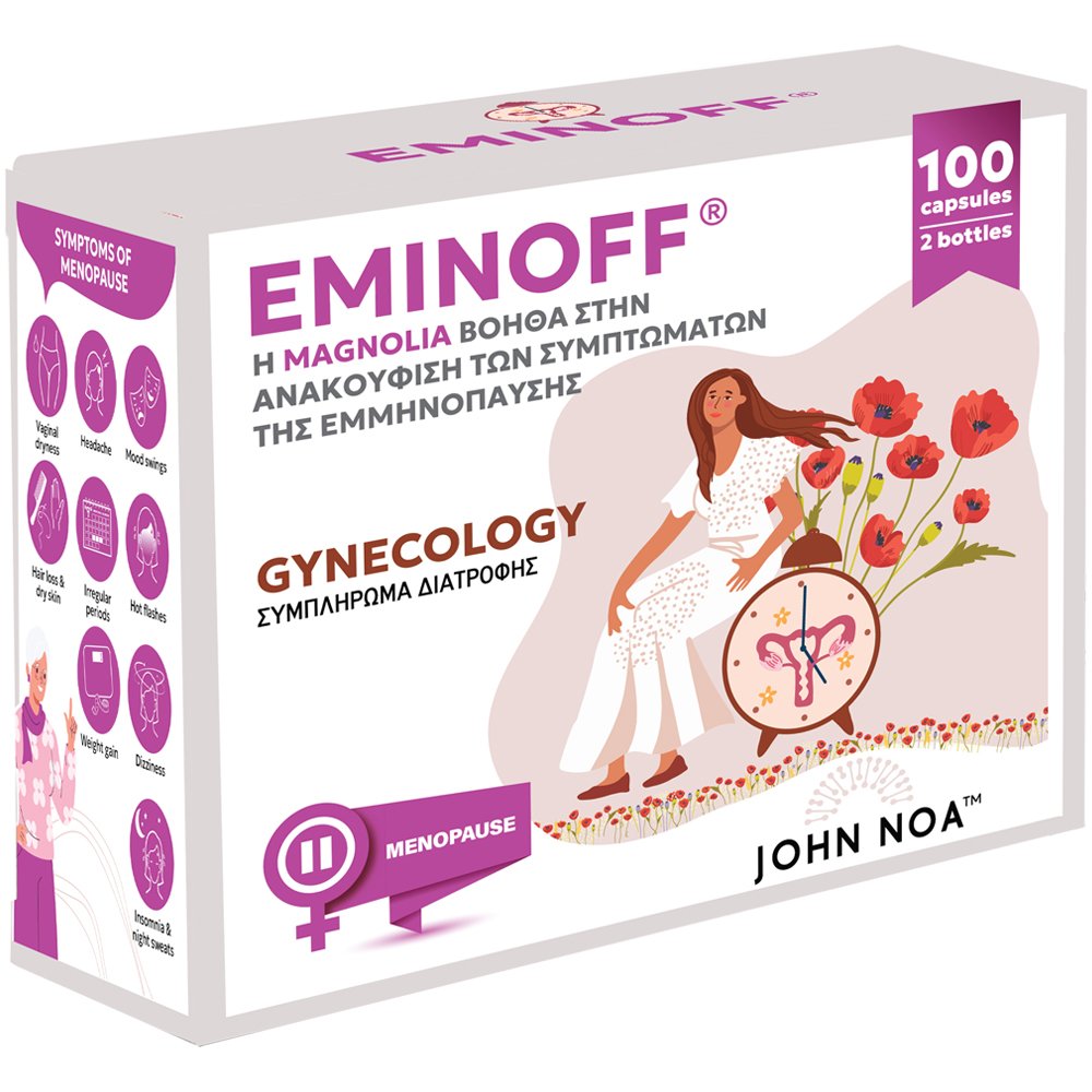 John Noa John Noa Eminoff Συμπλήρωμα Διατροφής Εκχυλίσματος Βοτάνων Αμινοξέος L-Τυροσίνης & Μαγνησίου για την Ανακούφιση των Συμπτωμάτων της Εμμηνόπαυσης 100caps (2x50caps)