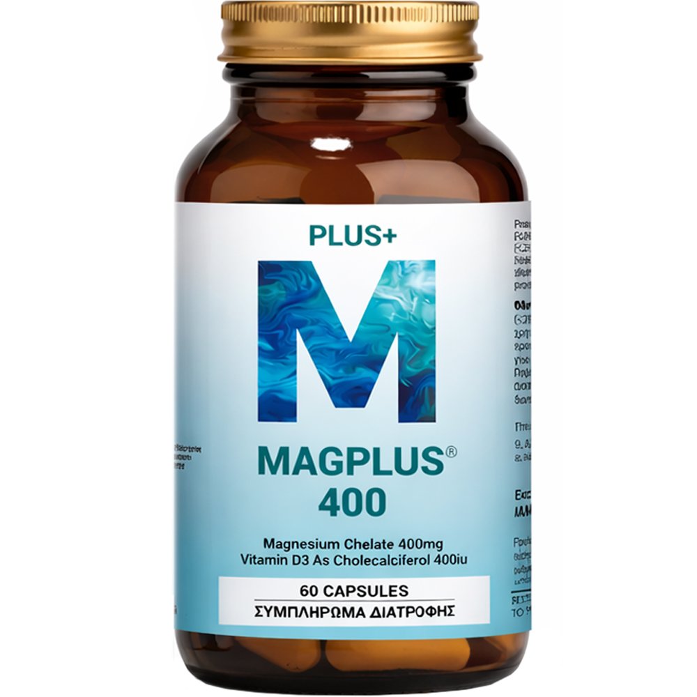 Health Plus Magplus 400 Συμπλήρωμα Διατροφής Μαγνησίου & Βιταμίνης D3 για την Καλή Λειτουργία του Μυοσκελετικού Συστήματος, Χαλάρωση & Ενεργοποίηση του Ανοσοποιητικού 60caps