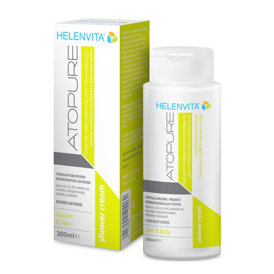 Helenvita Atopure Shower Cream Βρεφικό Εξαιρετικά Απαλό Κρεμοντούς Καθημερινής Χρήσης Κατάλληλο για Δέρμα με Τάση Ατοπίας 300ml
